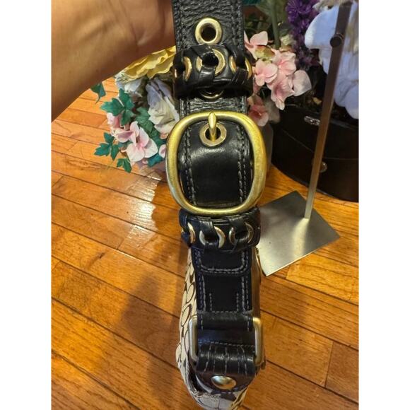 COACH Y2K BLEEKER beige /BROWN SIGNATURE LARGE FLAP BAG #11772 (P170) - Picture 3 of 10